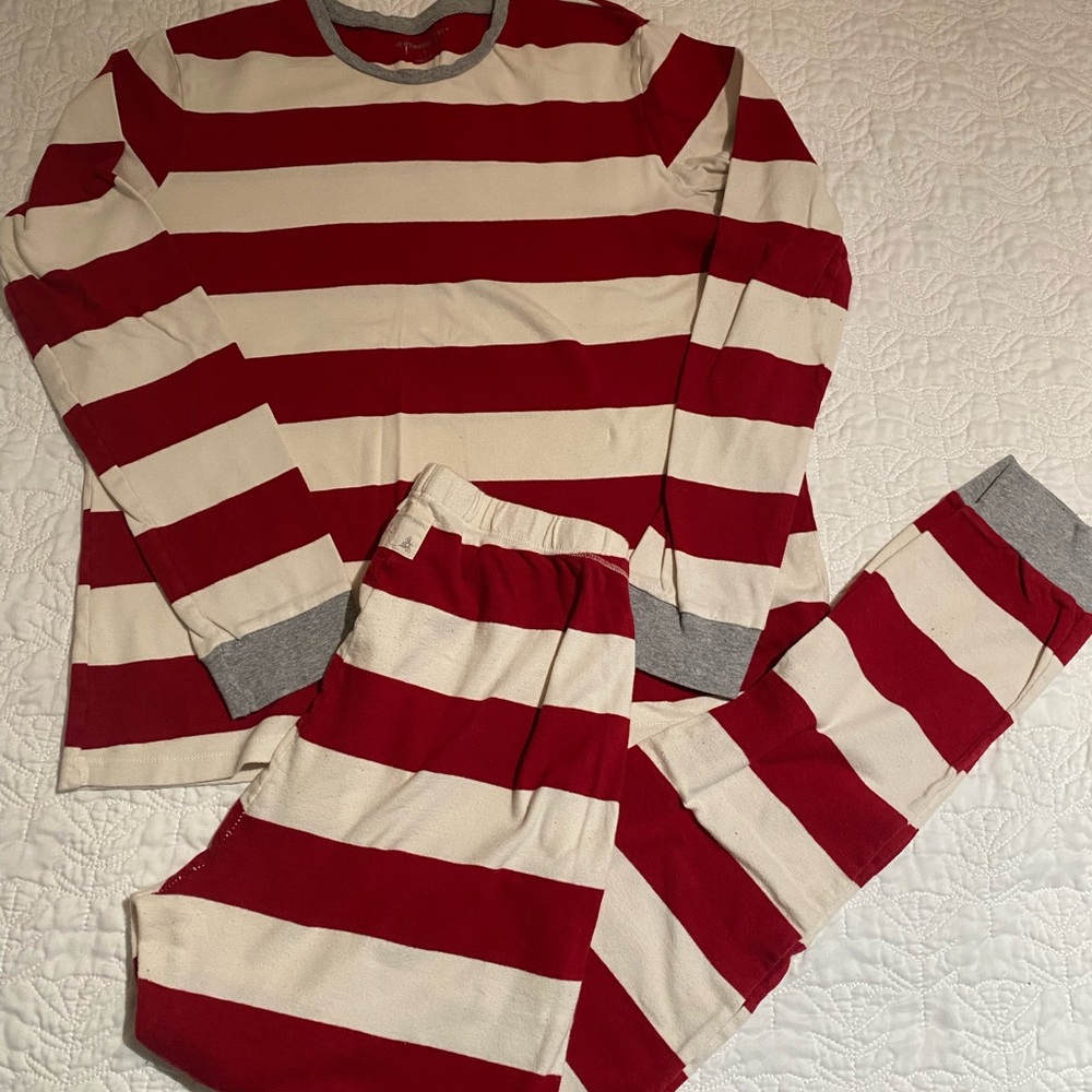 Couples Set of Striped Red and White Christmas Pajamas for adults